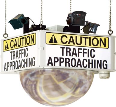 CAUTION TRAFFIC APPROACHING TRAFFIC ALERT MIRROR SYSTEM